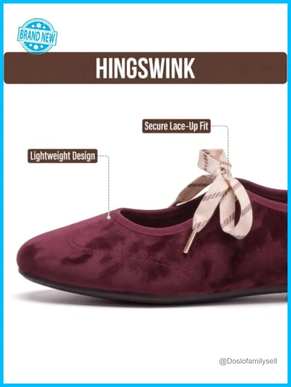 hingswink Women's Velvet Bow Ballet Flats Mary Jane Slip-On Shoes